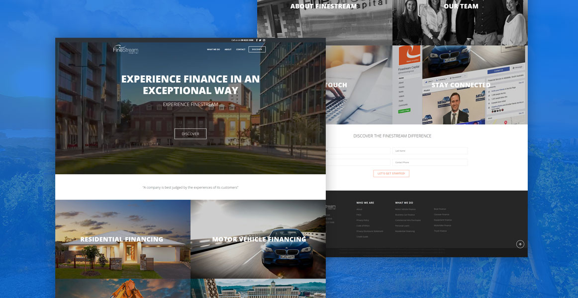 Example work of our web design services for finestream capital