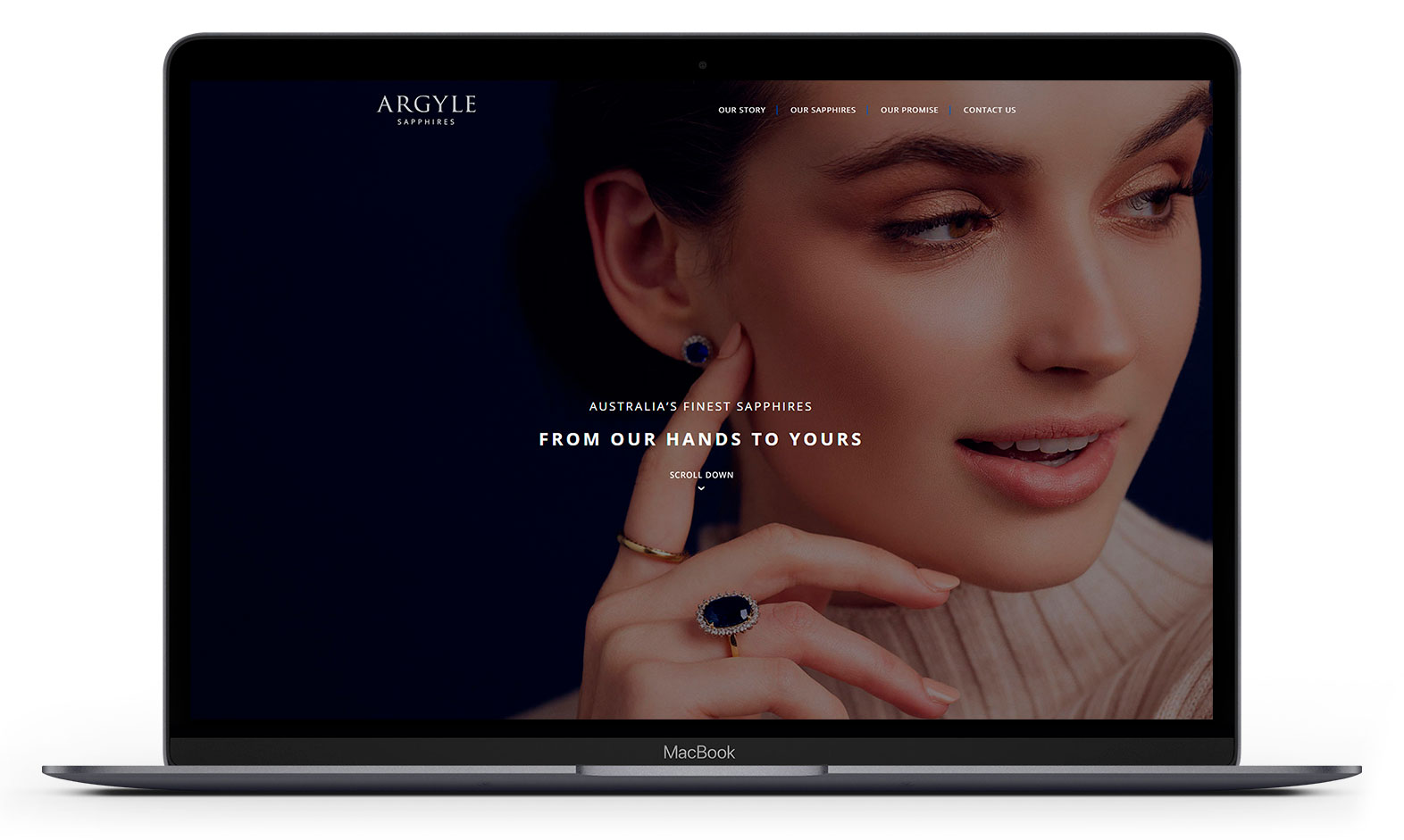 Argyle sapphires' website design displayed responsive devices