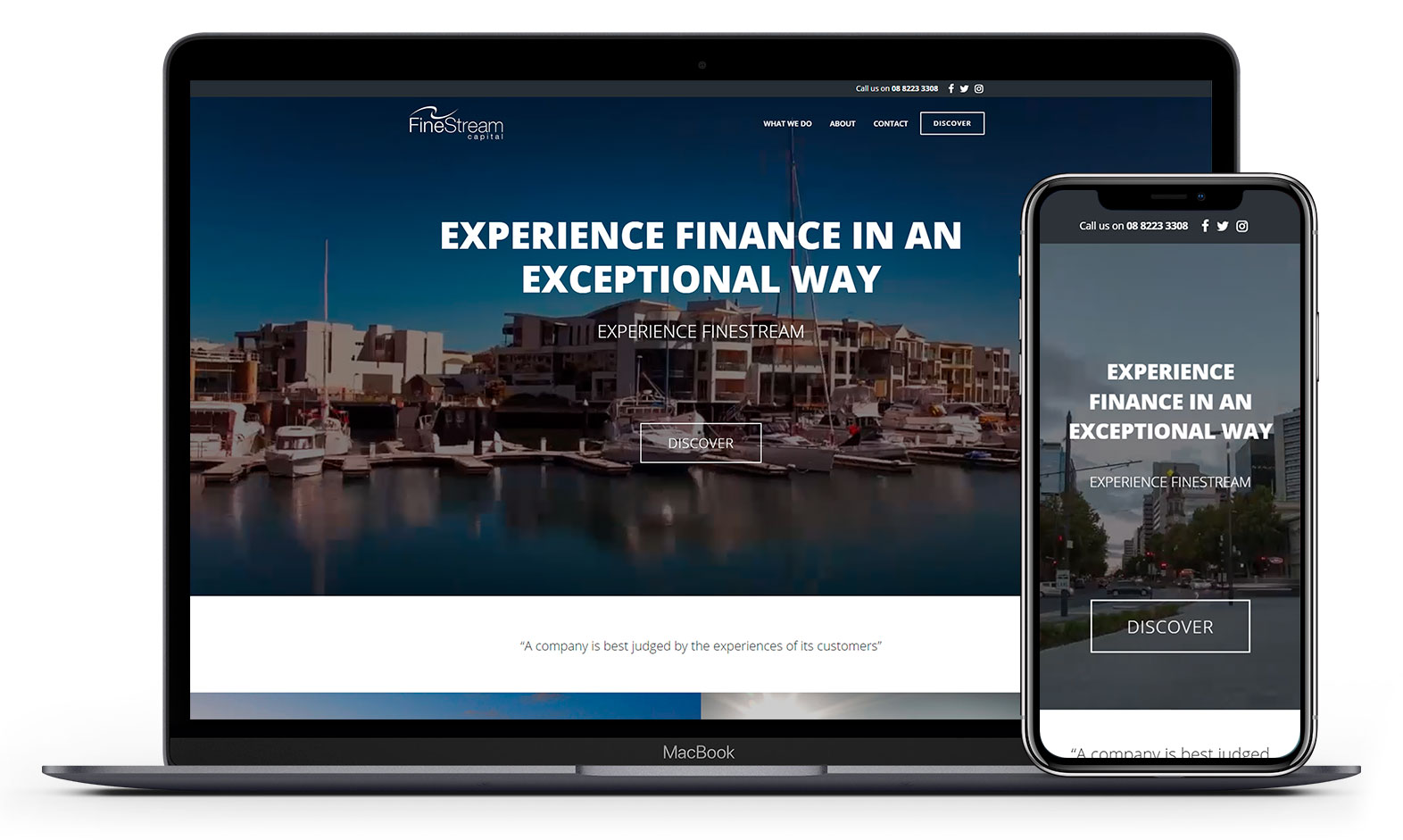 Finestream capital's website design displayed responsive devices