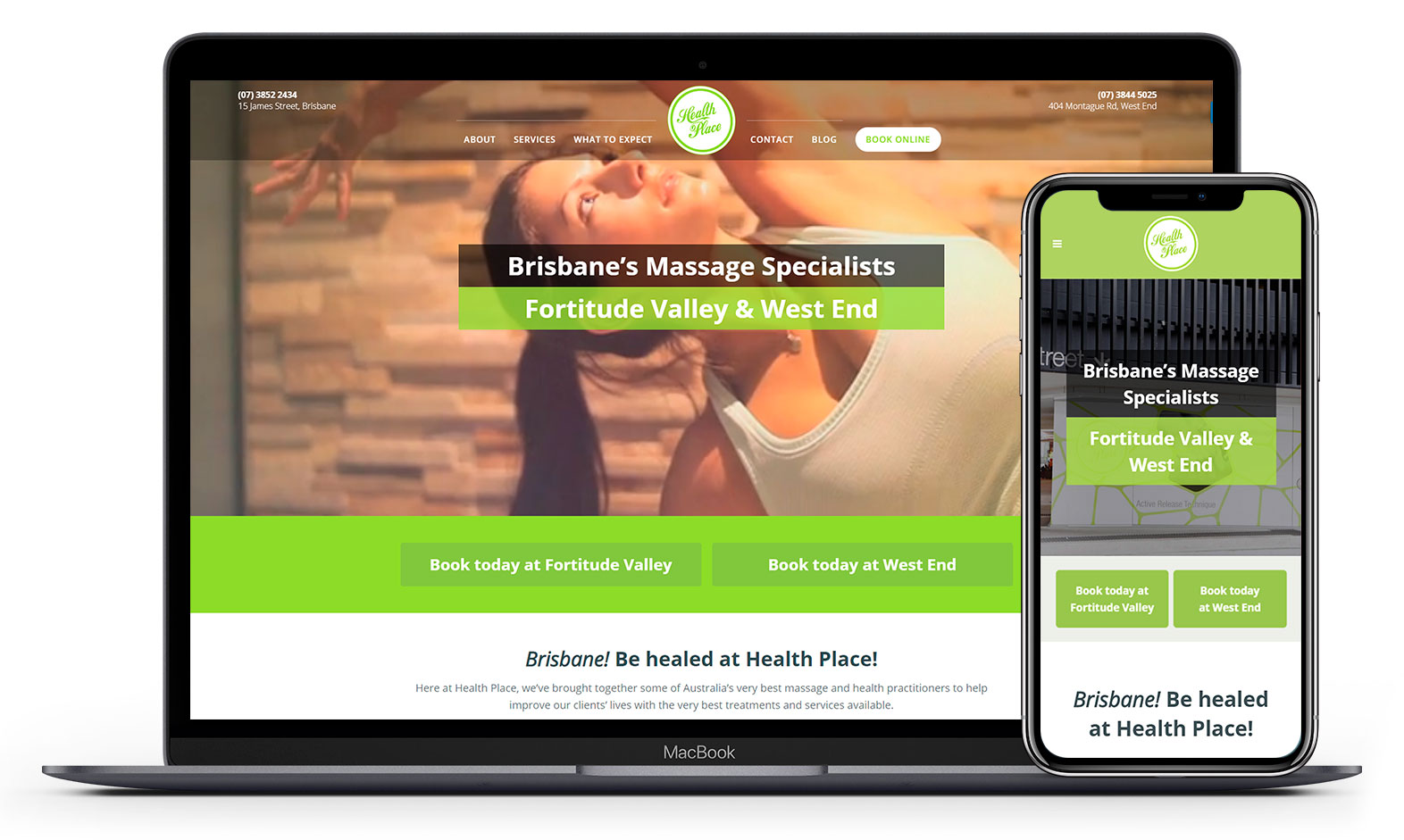 Health place's website design displayed responsive devices