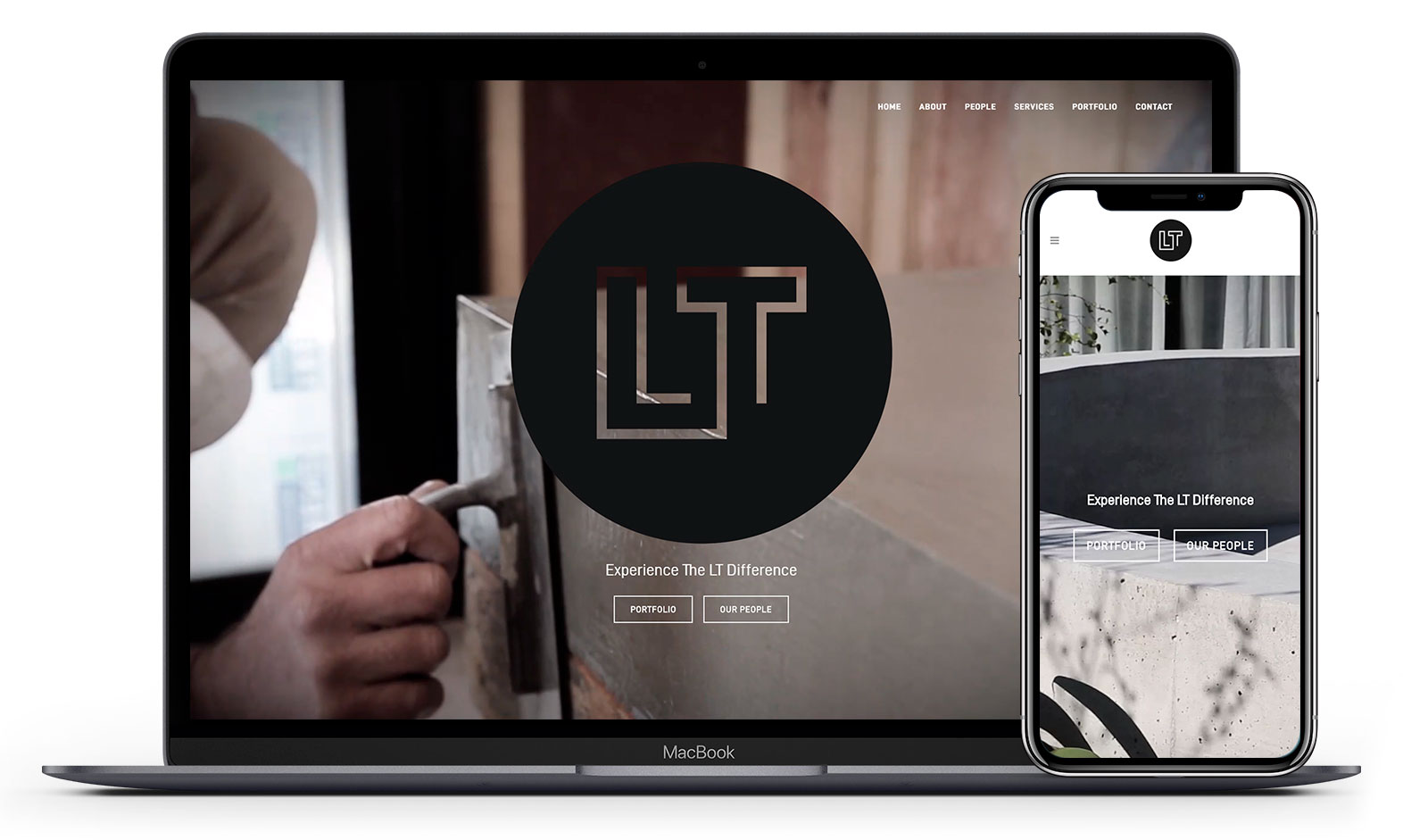Lt's website design displayed responsive devices