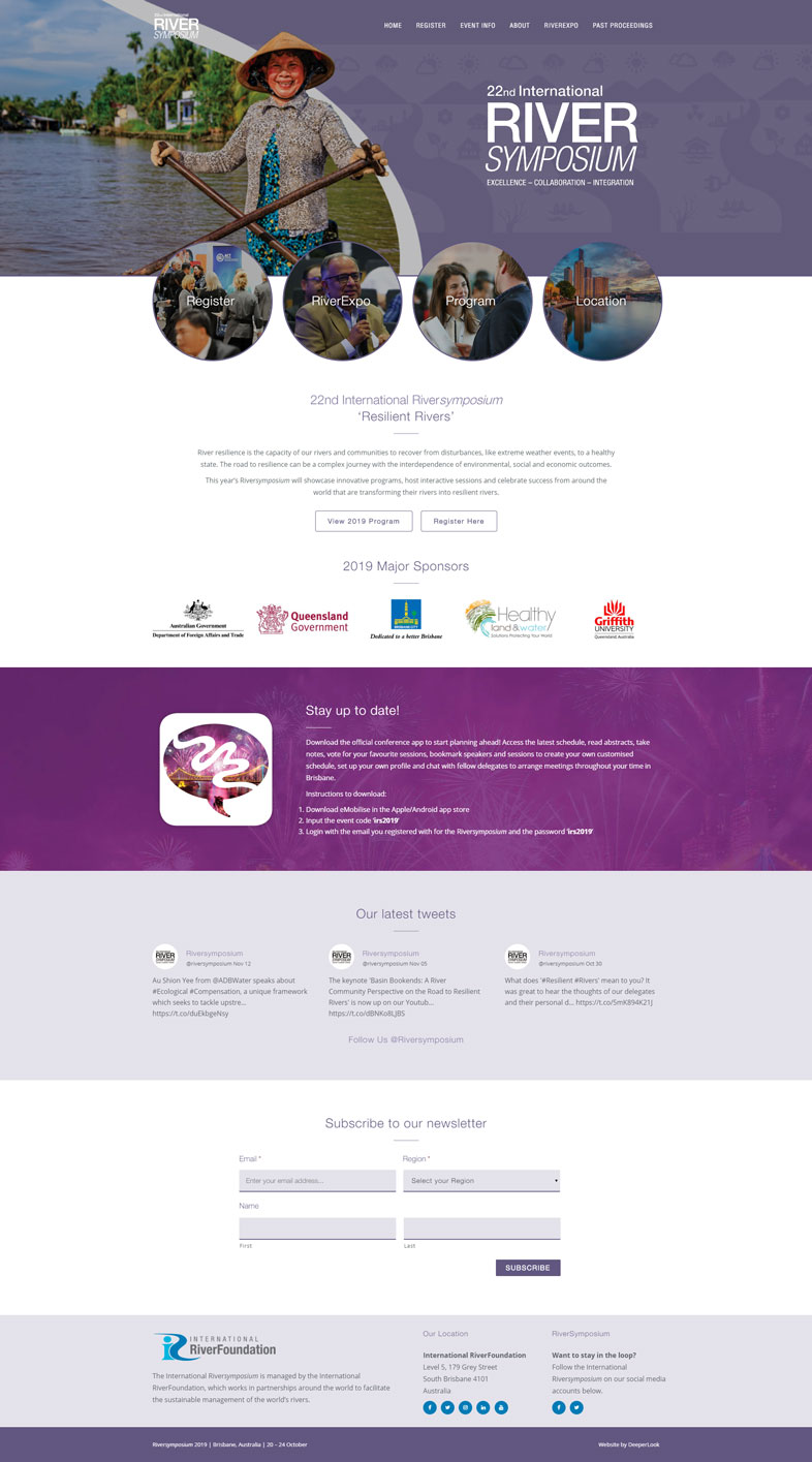Riversymposium's website design of the homepage