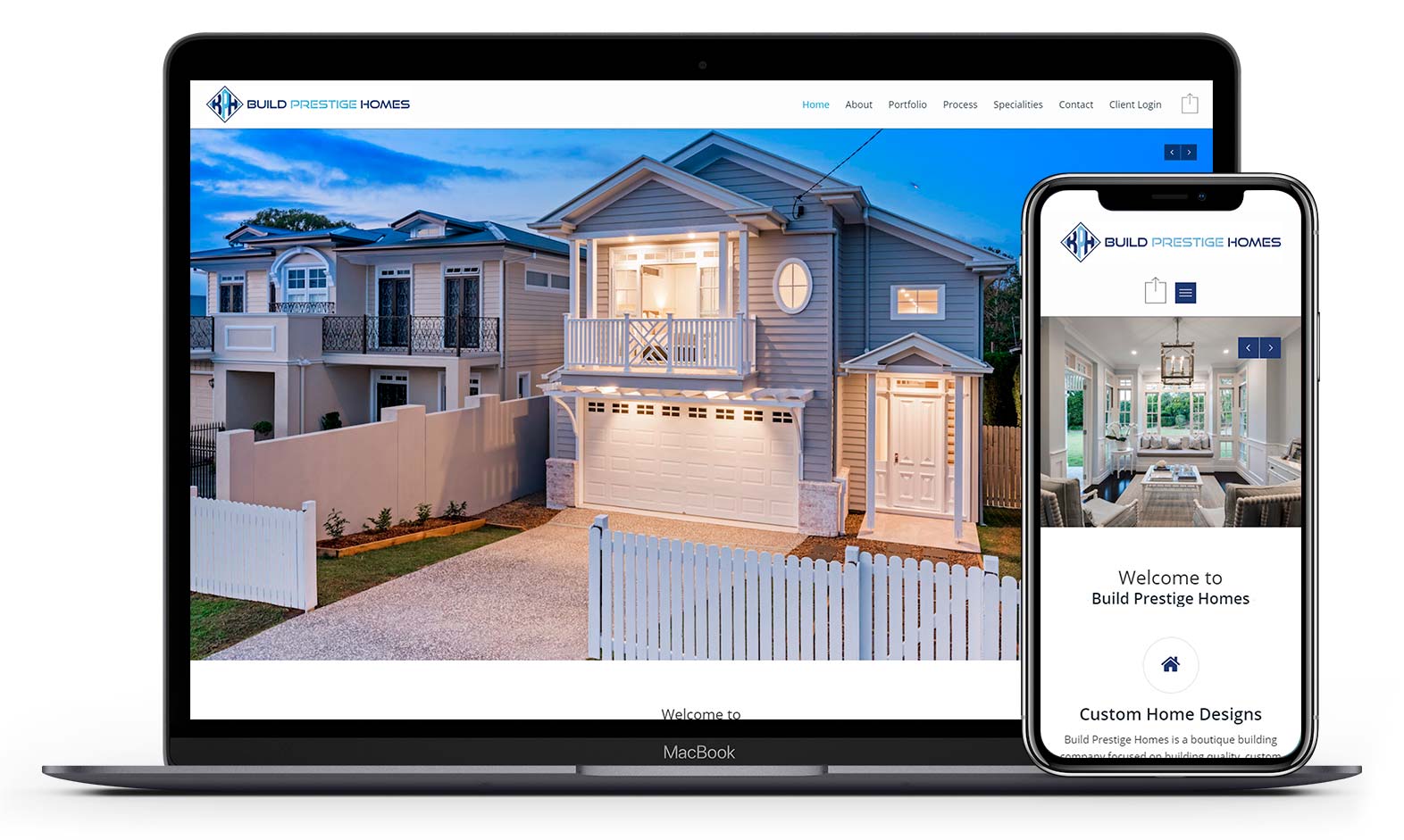 Build prestige homes' website design displayed responsive devices